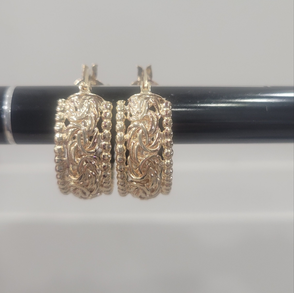 Ross Simon Sterling Silver Gold Plated Textured Statement Earrings